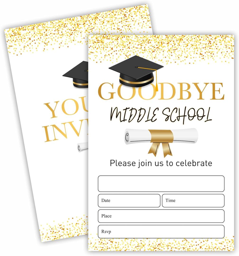 2025 graduation party invitations - 20 Graduation Invitation Letters with Envelopes, Gold Dots Fill in style invitation cards, For High School & College Grad Party celebrate Supplies - A07
