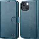 OCASE Compatible with iPhone 13 Wallet Case, PU Leather Flip Folio Case with Card Holders RFID Blocking Kickstand [Shockproof TPU Inner Shell] Phone Cover 6.1 Inch 2021 (Peacock Blue)