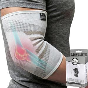 Nordic Lifting Elbow Compression Sleeves (1 Pair) for Men & Women - Support for Golfers & Tennis Elbow - Weightlifting Brace for Elbow Tendonitis, Workout Sleeve for Arm & Joint Recovery (Small, Frost White)