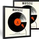 12.6x12.6 Vinyl Record Frame 2 Pack, Black Wooden Album Cover Display Frame with Tempered Glass Cover for Any 12 By 12 Inch Lp Record Cover