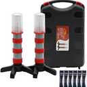 Twinkle Star Emergency Roadside Flares Kit LED Safety Strobe Road Warning Light Highway Beacon Alert Flare with Magnetic Base, Detachable Stand, Solid Storage Case (Set of 2)