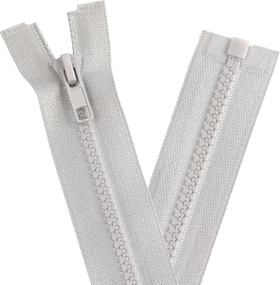 YAKA 4PCS #5 30 inch Separating Jacket Zippers for Sewing Coats Jacket Zipper Black Molded Plastic Zippers Bulk DIY Tools for Garment/Bags/Home Textile Bags Pillow Tent Tailor (Smoke Grey, 30 inch)