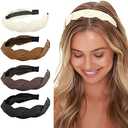 WOVOWOVO 4 Pieces Braided Headband for Women Girls Wide Hairband Fashion Non Slip Hairhoop Weaving Shape Accessories Solid Colors