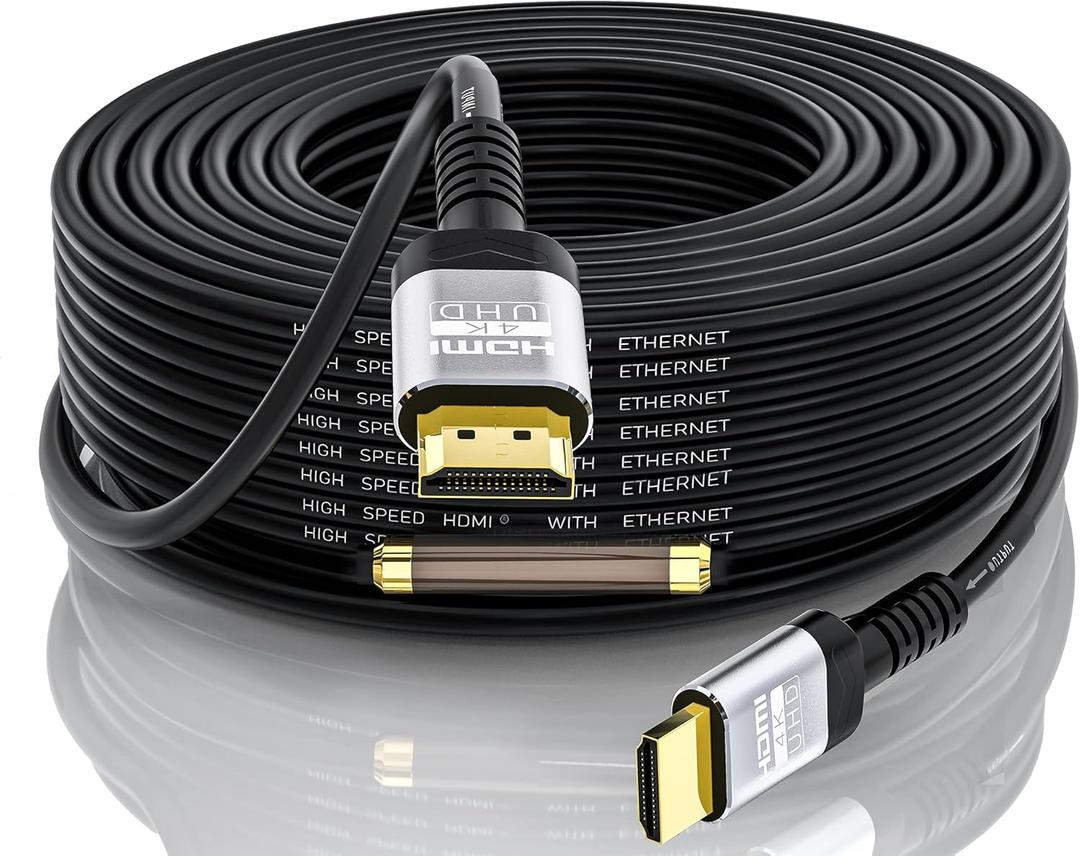 4K HDMI 100 Ft Cable with Built-in Signal Booster | HDMI 2.0 High Speed Unidirectional Cables 4K@60Hz 2K 1080P 3D ARC Ethernet Cord | for UHD TV Monitor Laptop Xbox PS4 (30.5m)