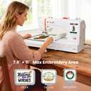 PooLin EOC06 Embroidery Machine,11"x7.9",7.9"x7.9",5.5"x5.5" Embroidery Area,Computerized Embroidery Machine for Beginners Gifts,7" Touchscreen,200 Built-in Designs,USB & Wireless