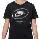 Nike Unisex Big Kids' Sportswear Club Futura Chrome T-Shirt - Boys and Girls (Black, M)