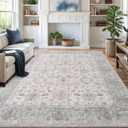 8x10 Area Rugs for Living Room, Bedroom - Machine Washable, Non-Slip Bedside Rug, Large Soft Floor Carpet for Office, Dining Room, Farmhouse and Home Decor, Cozy Elegance/Green