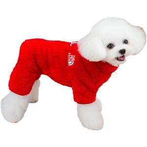 Tangpan Dog Fuzzy Velvet Pajamas, Plush Onesie Soft Dog Winter Clothes for Small Dogs, Pet Puppy Jumpsuit, Doggy Apparel Red Medium
