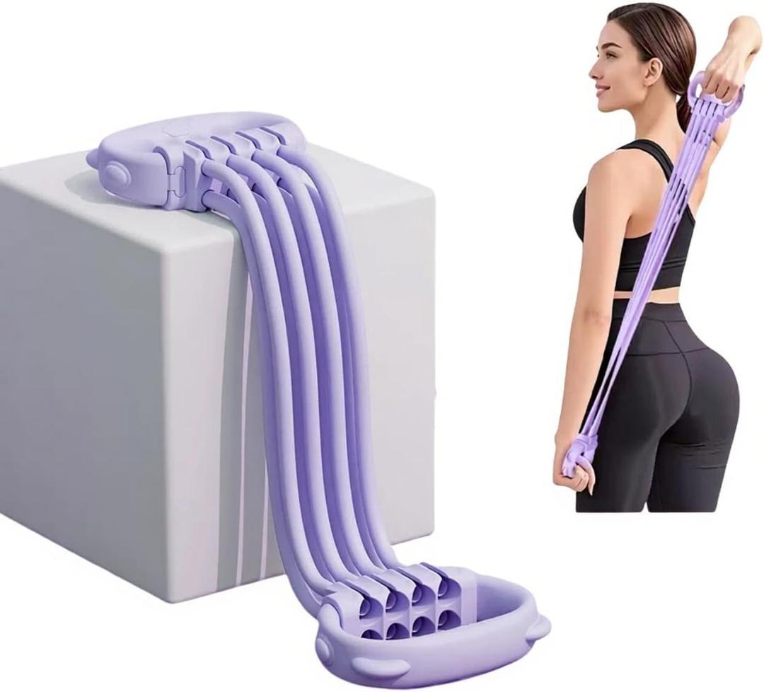 Resistance Bands with Handles - 8 Tube Adjustable Silicone Exercise Bands Set for Women, Heavy Duty Figure 8 Workout Bands for Home Gym, Physical Therapy, Strength Training & Full Body Fitness (Purple)