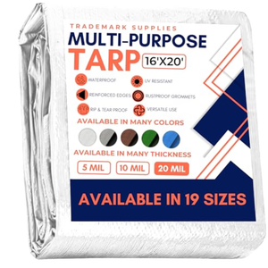White Tarps Heavy Duty Waterproof 10x20 Feet Large Thick Tarp Cover 20mil 2 PC