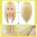 16" 100% Blonde Real Human Hair Mannequin Head Training Practice Head with Clamp Holder for Hairstyle Design (613#)