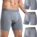 Mens Incontinence Underwear Leak Proof Washable Reusable Boxer Briefs for Male 50ML Urinary Leakage Absorbent for Bladder Leak Protection, 3 Pack (2X-Large, Dark Grey)