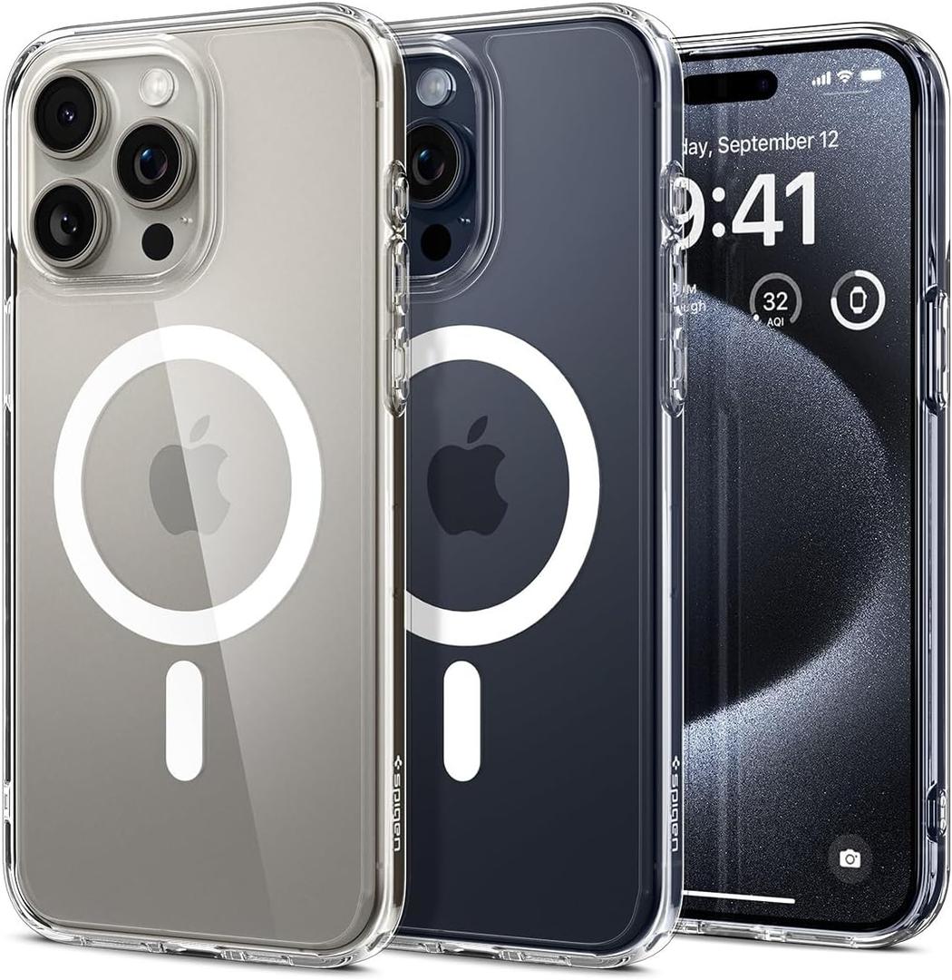 Spigen Ultra Hybrid MagFit Designed for iPhone 15 Pro Max Case (2023) [Anti-Yellowing] [Military-Grade Protection] Compatible with MagSafe - White
