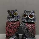 Hausse 2 Pack Fake Owl Decoy Bird Scarecrow Sculpture, 11.2 inch Wagging Head Plastic Owl Scare Birds Away, Owls Statue Nature Enemy Horned Pest Repellent for Outdoor Garden Yard