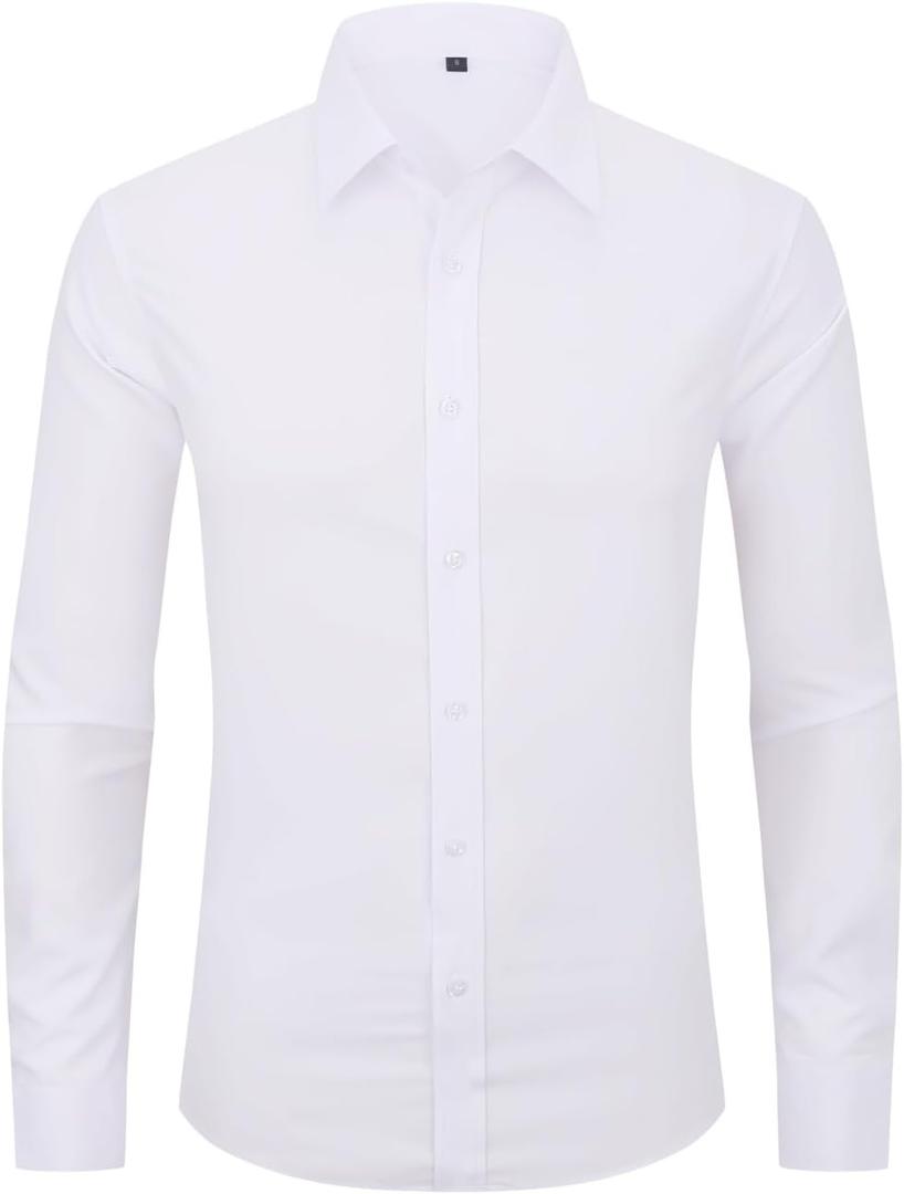 Dress Shirts for Men's Long Sleeve Button Down Shirt Slim Fit Business Formal Stretch Shirt
