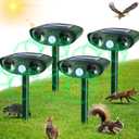 4 Pack Solar Ultrasonic Animal Repeller Outdoor Cat Repellent Deer Repellent Devices with Motion Sensor,Squirrel,Dog,Raccoon,Rabbit, Coyote, Skunk Repellent for Yard Garden Animal Deterrent