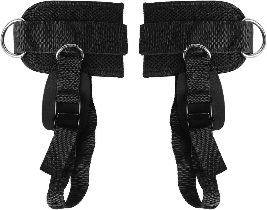 Adjustable D Ring Ankle Straps for Cable Machines, Fitness Ankle Straps with Buckle, Multipurpose Gym Exercise Equipment for Leg Extension and Glute Workouts, Comfortable Polyester