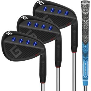 Gowolf Golf Wedges 52, 56, 60 Sets for Men, Premium Forged Full Face Golf Wedges Right Hand, Golf Gap Wedges Sand Wedge Lob Wedge, Golf Clubs CNC Milled Face for More Spin - Great Golf Gifts (Black)
