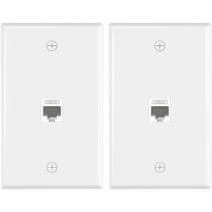 2 x VCE Ethernet Wall Plate (UL Listed), 1-Port Cat6 Female to Female Wall Jack, Keystone Wall Plate with RJ45 Keystone Inline Coupler, White (2-Pack)