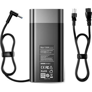 135W Laptop Charger Compatible with HP Spectre X360 15 16 15t-df100 15-df 16t-f10 16-f2097nr Omen 15 17 Pavilion Gaming 15 16 ZBook Studio G5 G6 G7 TPN-DA11 l15534-001 Power Cord