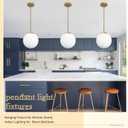 Bagood 14" Globe Pendant Light 3-Light Gold Mid Century Modern Light Fixture Milk Glass Pendant Light Globe Pendant Lights Kitchen Island Brushed Brass Finished with Milk Glass Lampshade for Bedroom