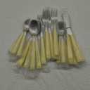 ANNOVA Silverware Set Stainless Steel Colorful Handle Tableware Kitchen Flatware Set Utensils, Includes Dinner Knives, Forks, Spoons, Salad Forks & Dessert Spoons (Yellow, 20 Pieces) (Large)