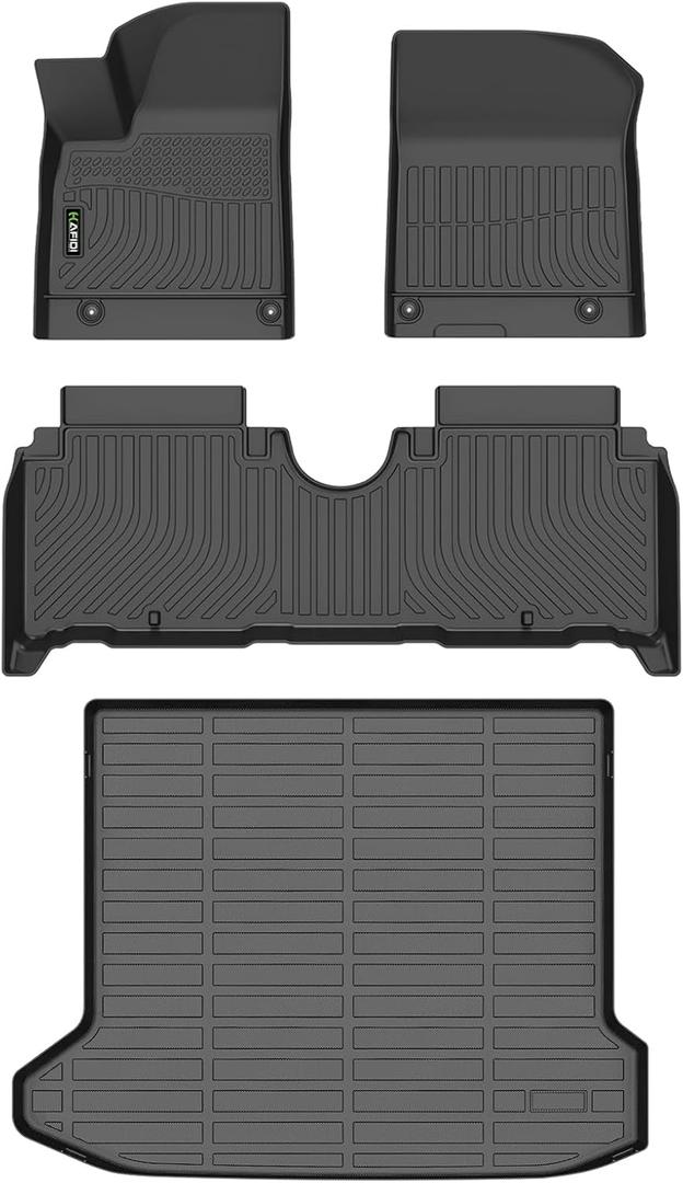 Floor Mats & Cargo Liner Custom for 2025 Hyundai Ioniq 5 N All Weather Protection TPE Automotive Floor Liners Fits Front& 2nd Row Set Accessories, Black