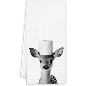 Funny Deer Hand Towels for Bathroom Washroom, Deer Bathroom Decor, Deers Lover Gifts for Women Men, Funny Animal Sika Deers Bathrooms Hand Towels, 16x24 Inch