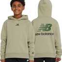 New Balance Boys Hoodie – Premium Comfy Cotton Blended Fleece Classic Pullover Sweatshirt for Kids, XL 18-20 Light Green