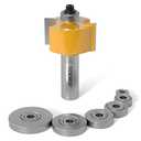XDENGP Rabbet Router Bit Set 1/2 Shank, Rabbeting Router Bits 1pcs with 6 Bearings for Interchangeable and Adjustable Multi Depths Cutter 1/8", 1/4", 5/16", 3/8", 7/16", 1/2"