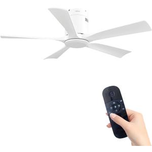 42'' Low Profile Ceiling Fan no Light,Flush Mount with Remote,White Ceiling Fan without Light (White, 42 Inch)