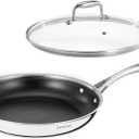 DELUXE Hybrid Ceramic Nonstick 12-Inch Fry Pan with Tempered Glass Lid, Skillet with Stay-Cool Handles, Dishwasher&Oven Safe, PFOA Free Compatible with All Cooktops