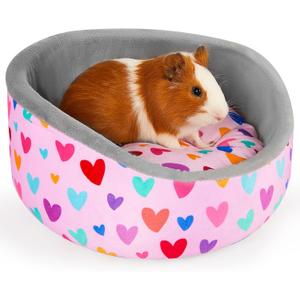 Glittme Guinea Pig Bed Soft Rabbit Beds with Thick Removable Mat Bunny Beds Machine Washable Guinea Pigs Accessories Cozy Guinea Pigs House for Rabbit, Ferret, Round Cuddler Cup Bed
