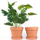 Yishang 9 Inch Clay Pot for Plant with Saucer - 2 Pack Large Terra Cotta Plant Pot with Drainage Hole, Clay Planters Pot, Terracotta Pot for Indoor Outdoor Plant,Round Flower Planter Pots for Plants
