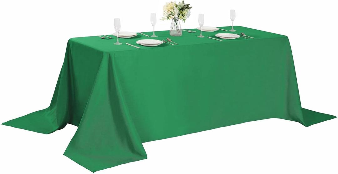 Rectangle Tablecloth 90x132 inch Washable Polyester Fabric Table Cloth for Wedding Party Dining Banquet Decoration90x132, Emerald