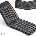 MEETION Ergonomic Foldable Bluetooth Keyboard, Split Compact Portable Keyboard for Business Travel, Ultra-Thin Folding Rechargeable Wireless Keyboards for iOS Android Windows Mac Tablet PC Smartphone (Black)