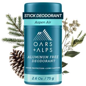 Oars + Alps Aluminum Free Deodorant for Men | Long Lasting Odor Protection, Clear & Free of White Residue, Anti-Chafing Smooth Glide, Dermatologist Tested, Aspen Air, 1pk, 2.6oz