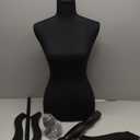 FDW Manikin 60-67Height Adjustable Female Dress Model Display Torso Body Tripod Stand Clothing Forms (Black)