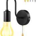 Vintage Pull Chain Wall Sconce Light Fixture, Battery Operated Wall Lamp with Switch,Indoor/Outdoor Farmhouse Wall Lights