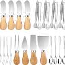 2 x Cheese Knife with Wooden Handle - Stainless Steel Blade for Hard & Soft Cheese, Ergonomic Grip for Charcuterie Board,Ideal Kitchen Gadget & Christmas Gift