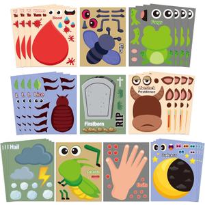 CY2SIDE Passover 10 Plagues Sticker - 40PCS Make Your Own Jewish Passover Frogs Sticker Craft Game for Kids School Reward DIY Pesach 10 Plagues Party Favor for Kids Holiday School Classroom Activities