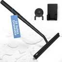 Telescopic Shower Squeegee Black - With Suction Hook & up to 100 cm I Shower squeegee for glass doors Cleaner squiggy for tile and walls Bathroom squeeze for door Long handle sweep & squeegees