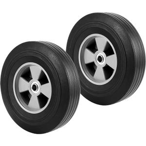 HOIGON 2 Pack 10 Inch Solid Rubber Hand Truck Wheel with 5/8 Inch Ball Bearing, 330lbs Max Load Universal Replacement Tire, Heavy Duty Airless Tires for Wheelbarrows, Carts
