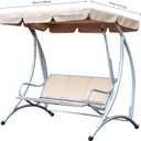 Swing Canopy Replacement, Anti Dust Protector Rainproof Swing Replacement Top Cover Outdoor Replacement Canopy with Swing Cushion Cover for Seat Furniture(Beige)