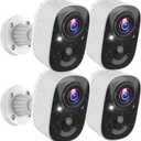 MaxiViz Security Cameras Wireless Outdoor (4 Pack), Battery Powered Cameras for Home Security with AI Motion Detection, 2K Color Night Vision, 2-Way Talk, IP66 Weatherproof, SD/Cloud Storage