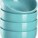 DOWAN 22 OZ Ceramic Soup Bowls & Cereal Bowls - 6" Classic Bowls Set of 4 for Soup, Cereal, Oatmeal, Fruit, Rice - Dishwasher & Microwave Safe (Turquoise)