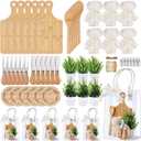 56 Pcs Baby Shower Prizes for Game Winners 6 Sets Bamboo Cheese Board Fork Butter Spreaders Coasters Towel Artificial Potted Plant Thanks Card Gift Bag for Baby Shower Wedding Bridal Shower Favors