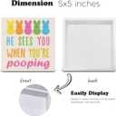 Funny Easter Bathroom Decor, Easter Decorations for Home, He Sees You When You're Pooping Wood Sign Home Bathroom Shower Room Restroom Toilet Desk Shelf Table Decor 5 X 5 Inch