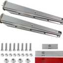 2 Pack Stainless Steel Heavy Duty Straight Spring Loaded Mud Flap Hanger Bracket Mudflap Holder Set for Semi Trucks 1-1/8" Bolt Spacing 29.5" Length with Reflective Tapes