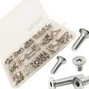 2 x 180pcs M4 x 6/8/10/12/16/18/20/25/30/35/40mm Flat Head Socket Cap Screws Bolts Button Head Socket Cap Screws Nuts Assortment Kit,Stainless Steel (304)